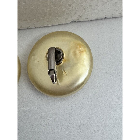 Vintage Pearlized Dome Satin Finish Clip On Earrings - Picture 3 of 3